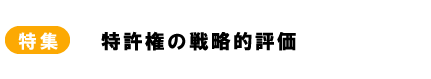 特集　特許権の戦略的評価